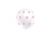 Saco de 10 balões transparentes com bolinhas cor-de-rosa